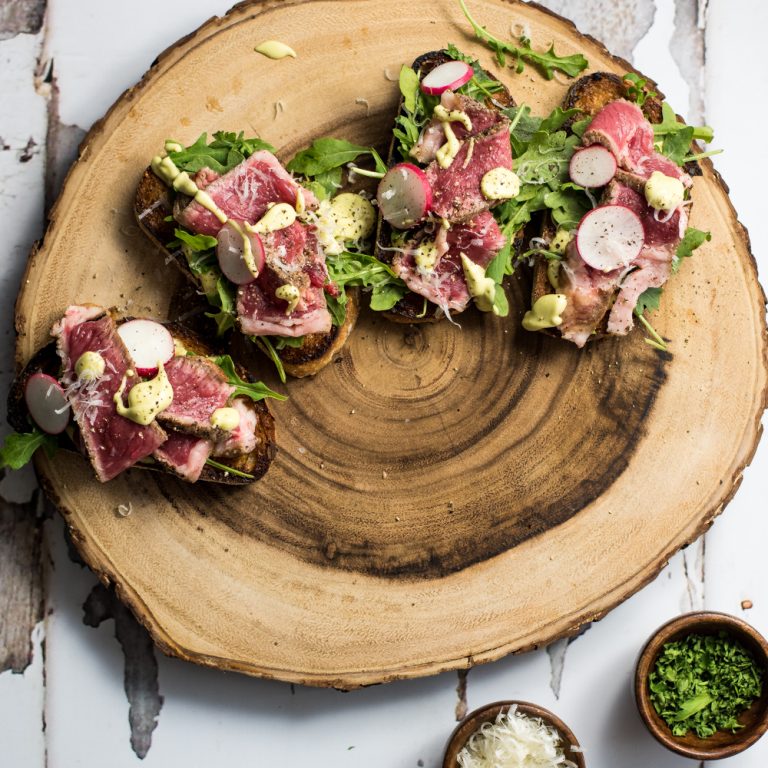 OpenFaced Steak Sandwiches with Parmesan Avocado Cream Cooking and