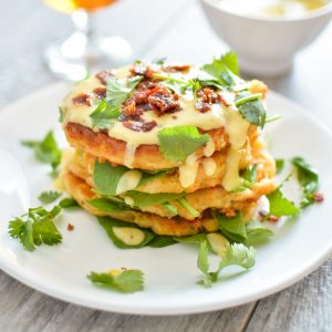 Butternut Squash Cheesy Corn Cakes with Gruyere HollandaiseCooking and Beer