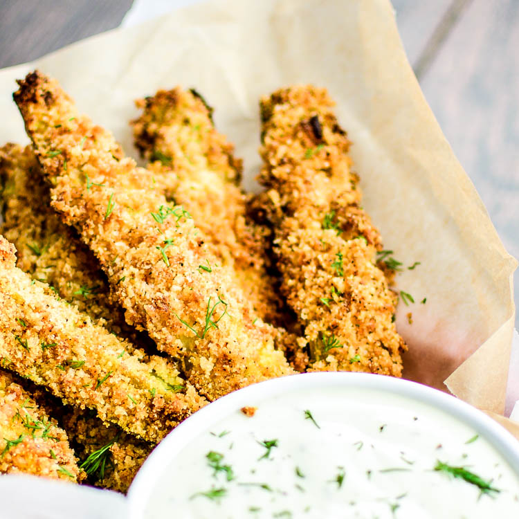 Oven-Fried Pickles with Homemade Dill Buttermilk RanchCooking and Beer