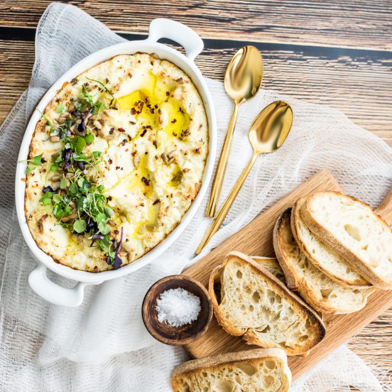 Baked Ricotta Cheese Dip with Garlic and Thyme - Cooking and Beer