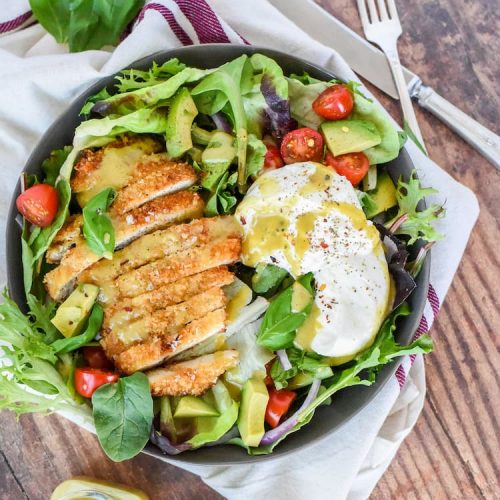 Crispy Chicken Salad with Maple Dijon Dressing - Cooking and Beer
